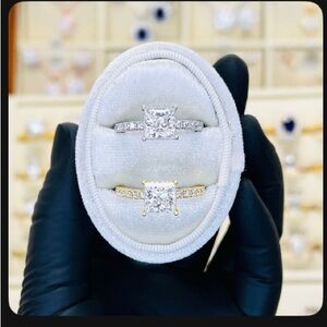 2.68 ctw Princess Cut Moissanite Hidden Halo Pave Ring in Gold, Size 8